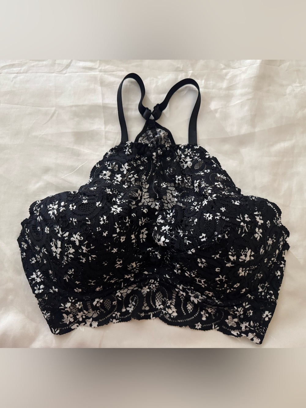 PINK Victoria's Secret Black Lace Floral Bralette Camisole